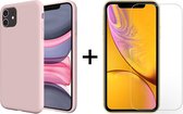 iPhone 12 mini hoesje roze siliconen case apple - 1x iPhone 12 mini Screen Protectors