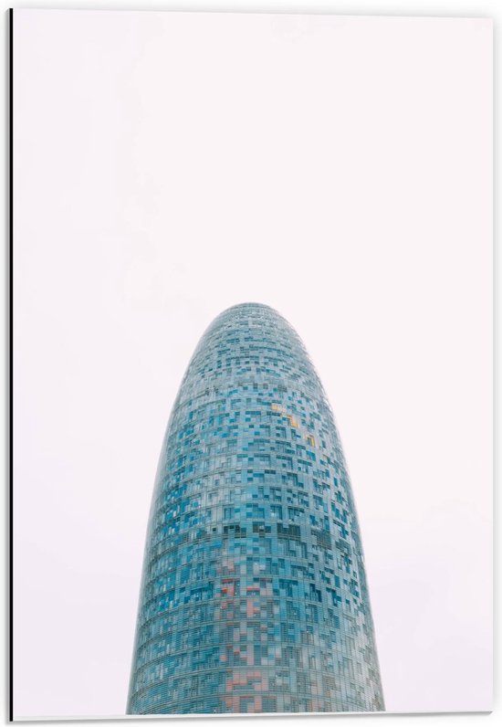 Dibond - Blauw Kegelgebouw - 40x60cm Foto op Aluminium (Wanddecoratie van metaal)