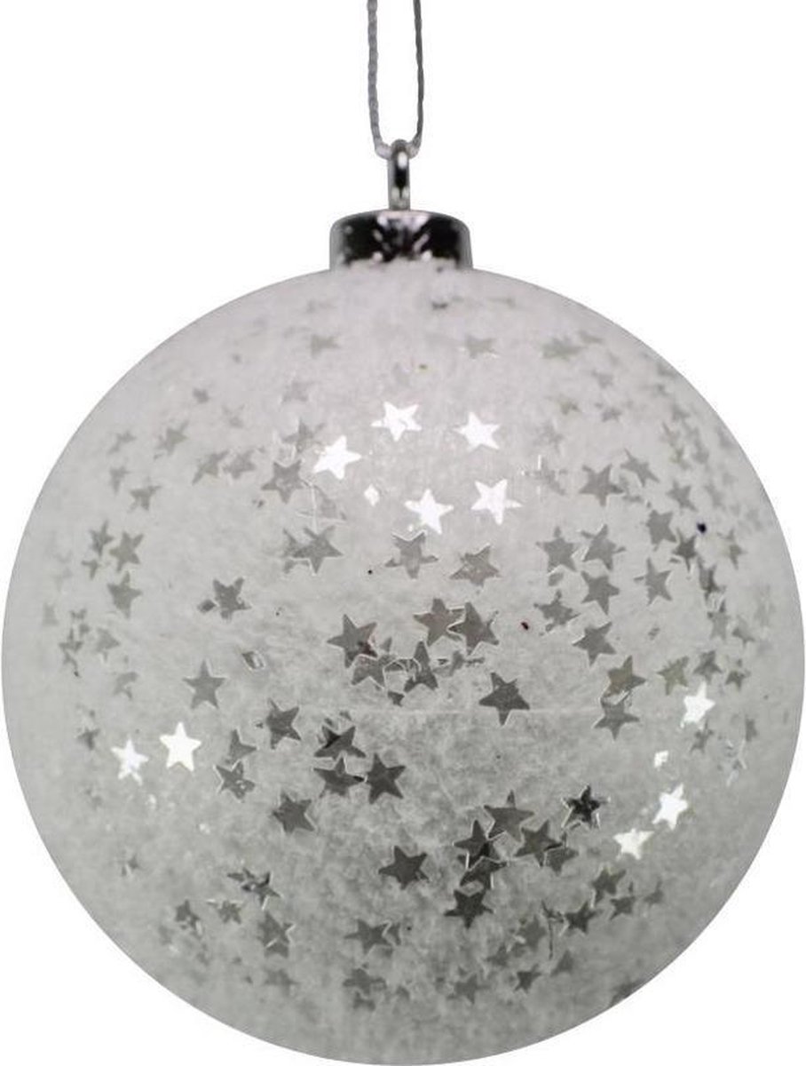12x Arbre de Noël étoiles 8 cm étoiles blanc argent paillettes Flakes plastique mousse