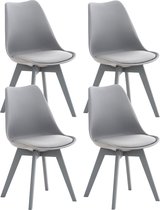 Set van 4 stoelen - Eetkamerstoelen - Stevig kunststof - Grijs