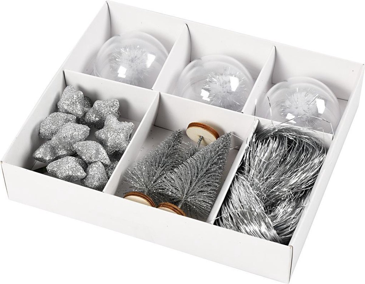 Creativ Company cadeauverpakking kerst zilver decoratie set.