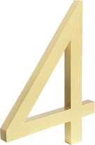 Milano Gold Huisnummer 4 - 15 cm hoog - Aluminium - Goud Modern Huisnummer - Goud Huisnummer - Huisnummer Goud - Groot goud huisnummer