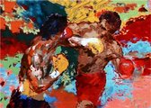 Allernieuwste Canvas Schilderij Boksen Rocky Balboa vs Apollo Creed - Modern Sport Film - 60 x 90 cm - Kleur
