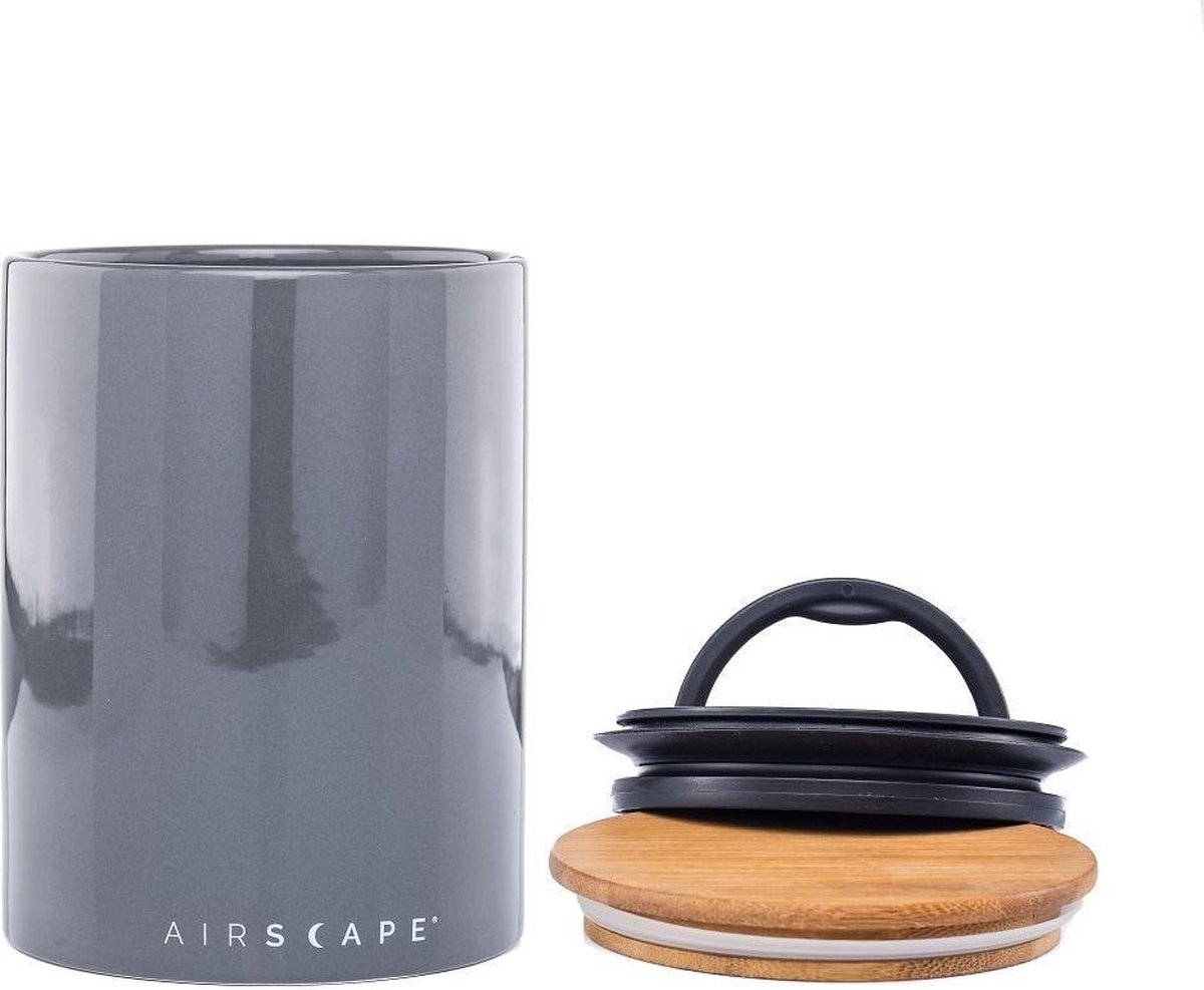 Airscape® Ceramic 500gr. - voorraadpot -voorraadbus - voorraadblik - vershouddoos -voedselveilig - vacuümdeksel- BPA vrij - koffiepot - Grijs - Slate