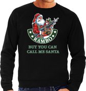 Foute Kerstsweater / Kersttrui Rambo but you can call me Santa zwart voor heren - Kerstkleding / Christmas outfit S