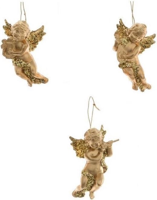 Ontslag wijn Uitschakelen Kerstboom versiering set van 3x gouden engeltjes van 10 cm - Kerst  decoraties engelen... | bol.com