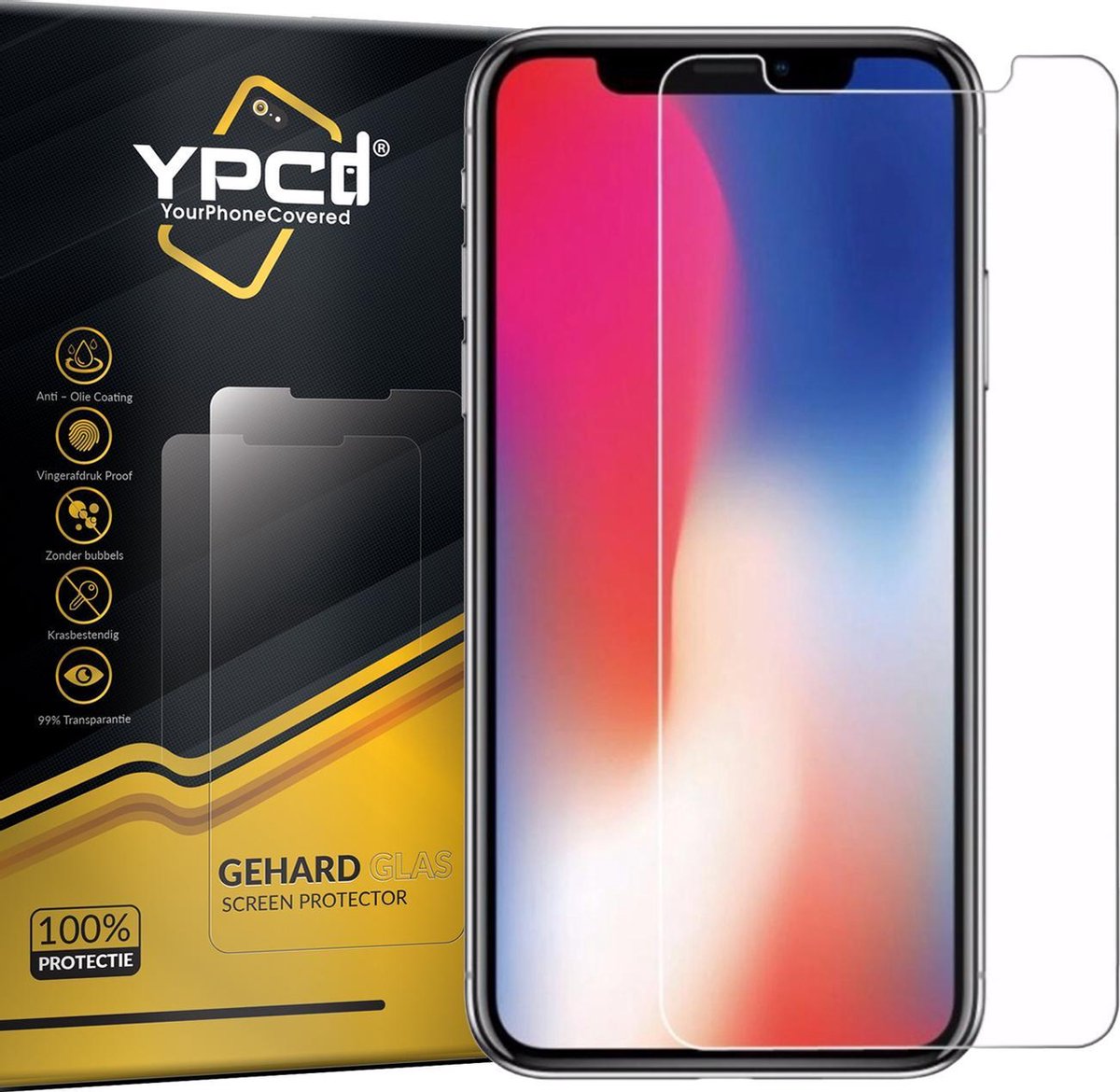 YPCd® Geschikt voor Apple iPhone X - iPhone XS Glass Screenprotector