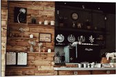 Dibond - Koffie Café  - 90x60cm Foto op Aluminium (Wanddecoratie van metaal)