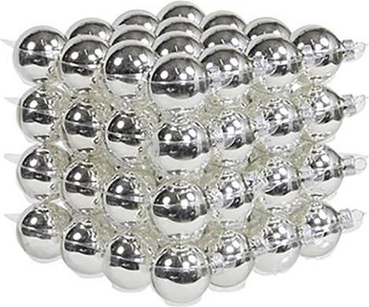 Kerstballen | Kerst | 64 stuks zilver glans 40mm