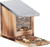 Relaxdays eekhoorn voederhuisje - metalen dak - hout - voederhuis - voederkast - Vlammen