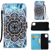 iPhone 12 Pro Max - Flip hoes, cover, case - TPU - PU Leder - Mandala blauw