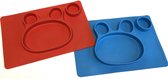 Handige siliconen bordjes met beer motief Rood en Blauw | Kinderservies |Babybordje | Kinderbordje | Rood en Blauw | 2 stuks Motief Beer