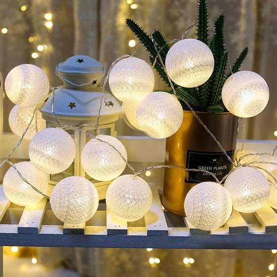 Architectuur Rechtsaf achtergrond Cotton Ball Lights – Lichtslinger – LED Lampjes Slinger – 20 Cotton Balls –  Wit | bol.com