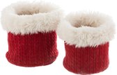 J-Line Set Van 2 Bloempotten Text Pluche Rood/Wit