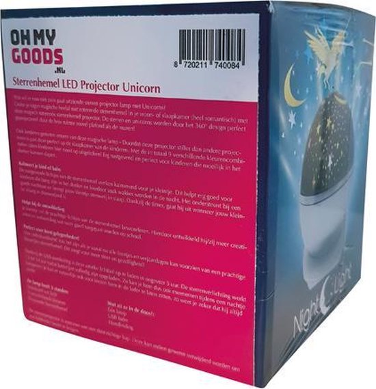 Sterrenhemel LED Projector Unicorn Roze - Lamp Nachtkastje - Nachtlamp Kind - Universum - Heelal - OhmyGoods