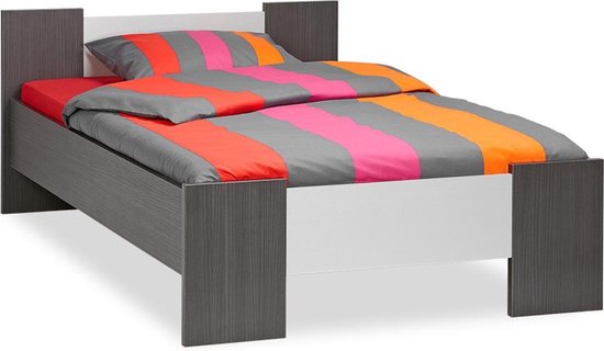 Beter Bed Basic Bed Woody - 120 x 200 cm - donkergrijs/aluminium | bol.com