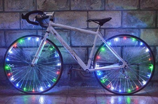 Mixkleur Spaakverlichting LED - Spaak wiel Led verlichting | Fiets Licht | Lichtsnoer Fietswiel | Fiets Wiel Licht | 20 Leds | 2 functies | 220 Cm | Geschikt voor 1 fietswiel