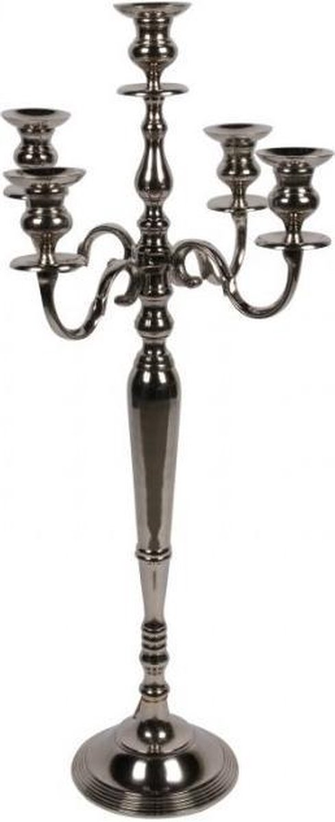 Baroque - Kandelaar - Kandelaar 5-Arms 104 cm - Zilver - Aluminium - 104x49x49 - Aluminium