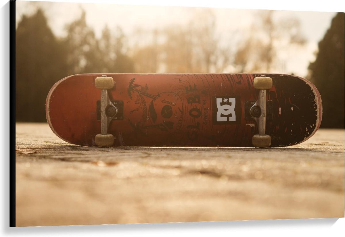 Canvas - Op zijkant liggend Skateboard - 120x80cm Foto op Canvas Schilderij (Wanddecoratie op Canvas)