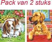 Schilderen op nummer "Sequin Art" Junior Hondjes (2 stuks)