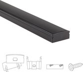 3 meter aluminium led strip profiel opbouw - Zwart - 7 mm hoog - Slim line - Compleet incl. afdekkap