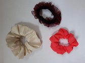 Le Sjalerie Scrunchie / Elastiek / Beige / Wit/ Dames / Meisje