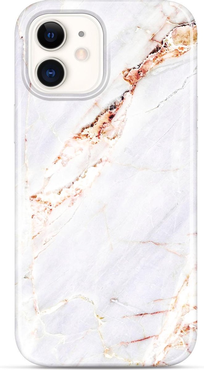 YONO Hoesje geschikt voor iPhone 11 – Siliconen Case Marmer Design – Wit