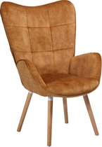 Evella Living - Stoel - Relaxstoel - Bruin - Woonkamer - Hout - 68x74x106
