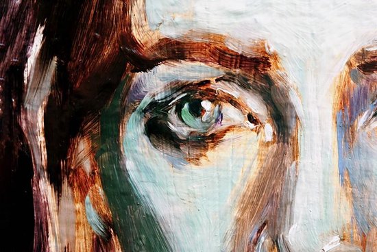 Bedrukt geverfd portret vrouw Canvas 150 x 100 cm