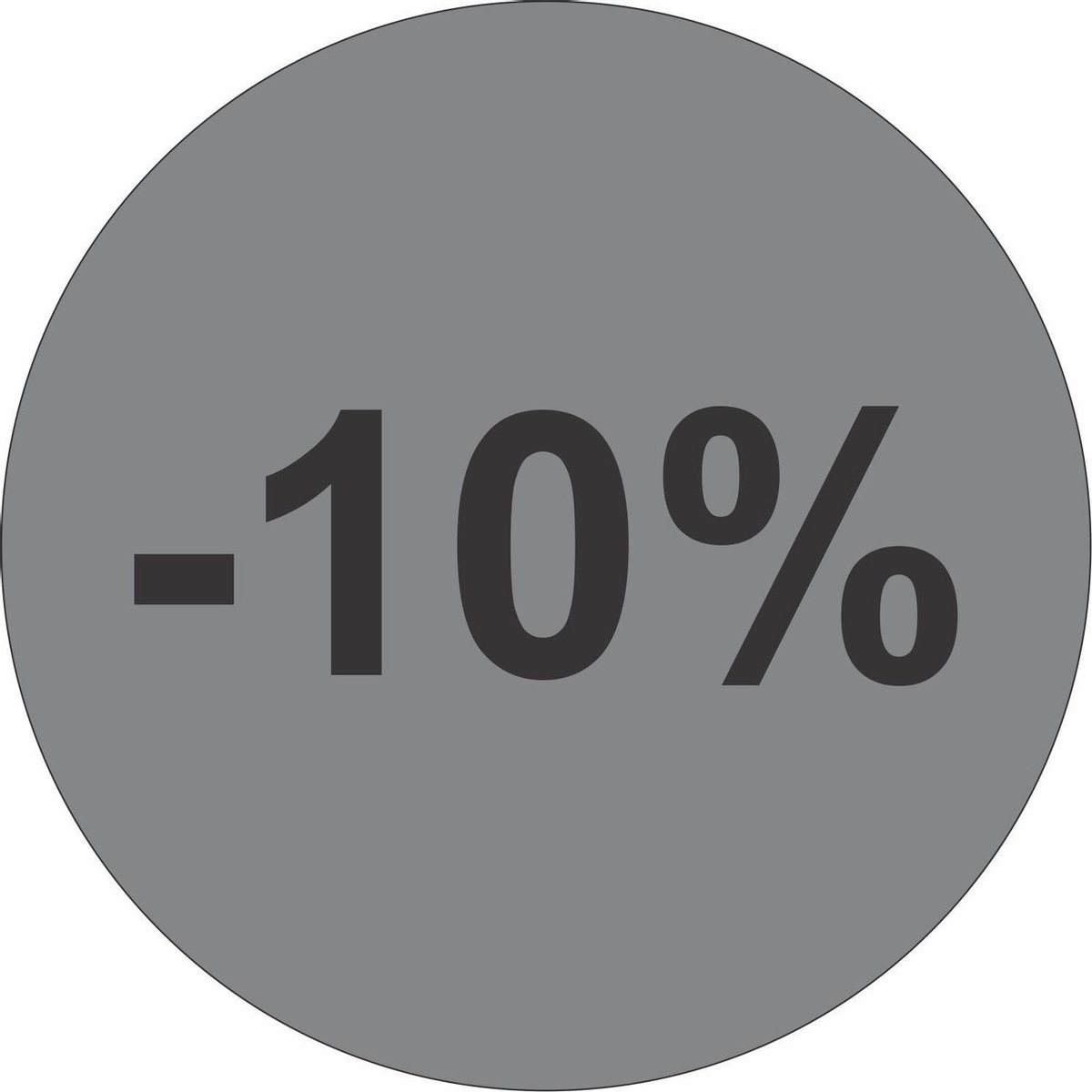 Promotie Stickers - Afprijs Stickers - -10% korting Sticker - Solden Stickers - 45 mm Grijs - 200 st/rol
