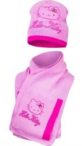 Meisjes muts en sjaal|Hello kitty|kleur roze maat 54 cm|Bonnet et écharpe fille Hello kitty couleur rose taille 54 cm