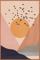 JUNIQE - Poster met kunststof lijst Sun Flock -40x60 /Kleurrijk