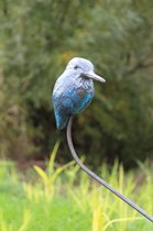 Tuinbeeld Keramiek kleur Brons / Blauw IJsvogel
