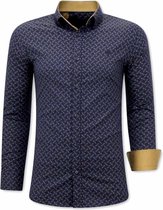 Luxe italiaanse Overhemden - Slim Fit Blouse - 3076 - Navy