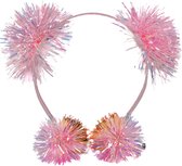 Jessidress Haarband Meisjes Haar Diadeem met haarclips gemaakt met pompon - Roze