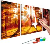 Doe-het-zelf op canvas schilderen - Herfst Bos 80x50 ,  Europese kwaliteit, cadeau idee