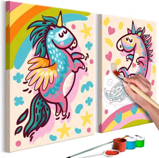 Doe een poging Oplossen Stereotype Doe-het-zelf op canvas schilderen - Chubby Unicorns | bol.com