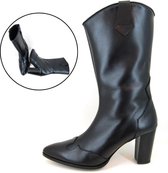 Stravers - Maat 35 Western Laarzen met Hoge Hakken en Rits Kleine Maten Cowboylaarzen Zwart