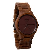 1915 Watch Real Leather Bordeaux - Ø 46 mm - Heren Horloge - Teakhout - Polshorloge - Houten Horloge - 1915 watches - Duurzaam Cadeau - Inclusief Geschenkdoos - Leren Wijzerplaat - Herenhorloge - Horloge Geschenkset - Rood