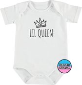 Romper - Lil queen - maat 62/68 - korte mouwen - baby - baby kleding jongens - baby kleding meisje - rompertjes baby - rompertjes baby met tekst - kraamcadeau meisje - kraamcadeau