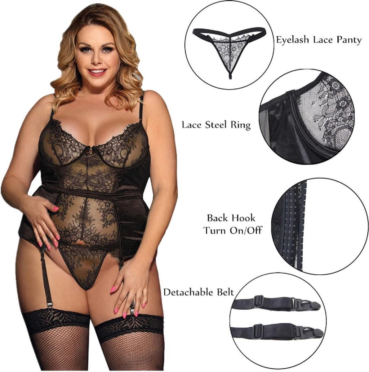 Sexy lingerie set met jarretels zwart - Erotiek kopen? | Korting tot 61