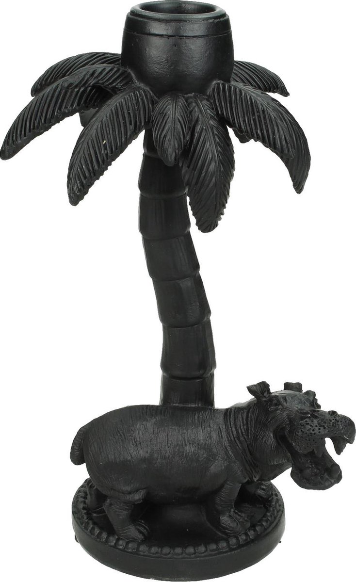 Wants&Needs Kandelaar Nijlpaard Polyresin Zwart 11 X 9.5 X 18