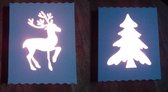 Kerstdecoratie Set van 2 - Kerstboom en Rendier - Wandversiering met LED-achtergrondverlichting