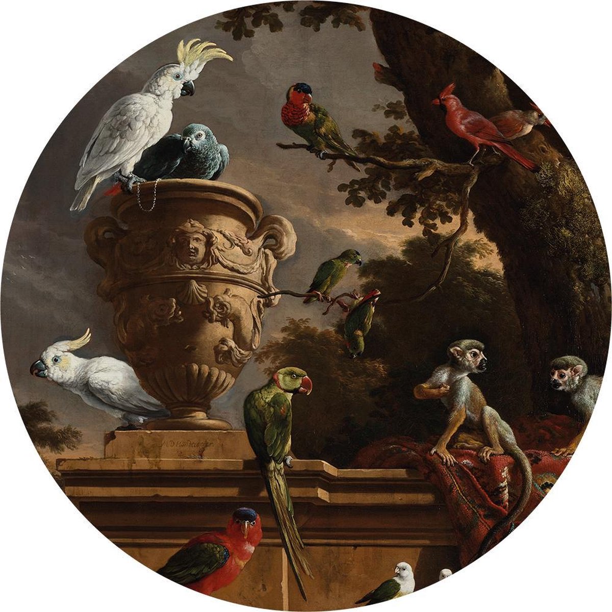 Staerkk - De Mangerie Melchior D'hondecoeter - Ø60 cm - Muurcirkel van dibond incl. bevestiging