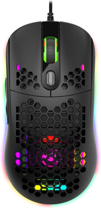 HXSJ X600 Optisch Gaming Muis - Ultra licht - RGB Verlichting - 8000DPI - Zwart - HxSJ