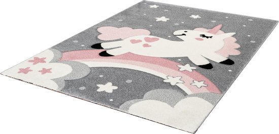 Kindervloerkleed kinderkamer Sterren- roze- unicorn - Lalee - kids karpet - 80 x 150 cm pink roze