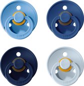 BIBS fopspenen 6-18 maanden|Set 4 stuks|Baby Blue, Clear Water, Midnight Blue, Dark Denim| Maat 2