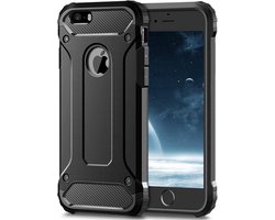 Geschikt voor Apple iPhone 5 / 5s / SE hoesje - Zwart - Shockproof Armor Hybrid