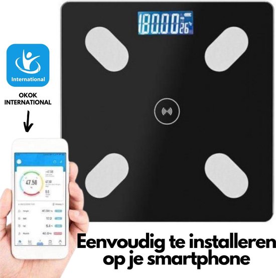 Digitale Weegschaal met App - Bluetooth - Slimme Weegschaal - Personen  Weegschaal -... | bol.com