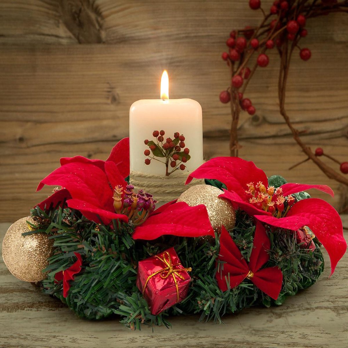 Deuba Deurkrans Kerst - Herbruikbaar Ø22cm - Rood